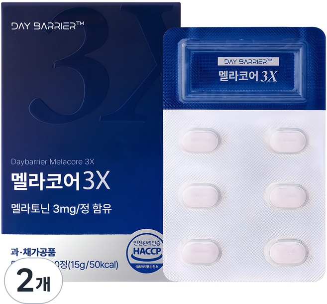 데이배리어 멜라토닌 멜라코어 3X 15g, 2개, 30정