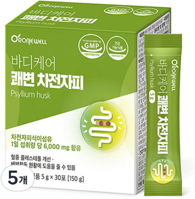 로니웰 바디케어 쾌변 차전자피, 150g, 5개