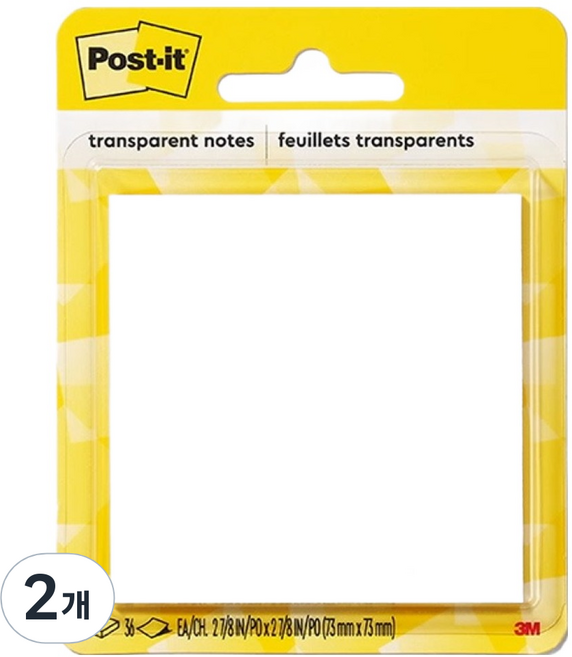 포스트잇 노트 73 x 73 mm, 투명, 36매, 2개