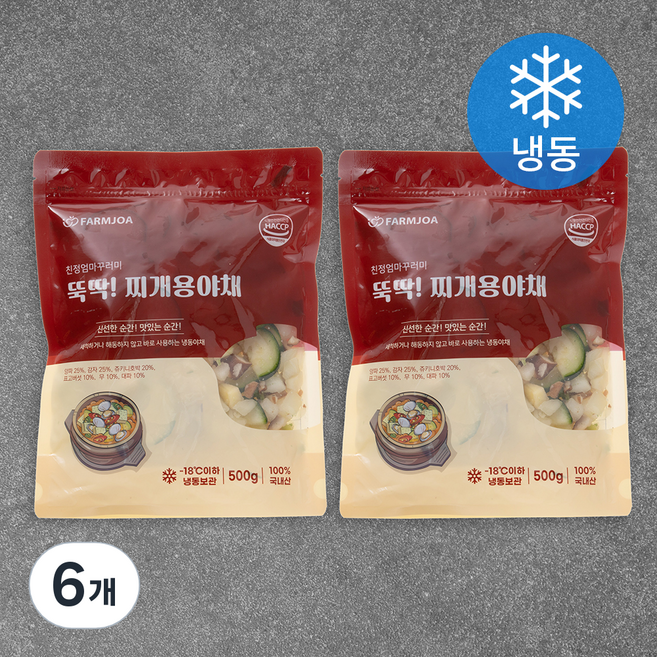 친정엄마꾸러미 뚝딱! 찌개용 채소 (냉동), 6개, 500g