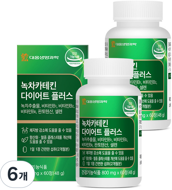대웅생명과학 녹차카테킨 다이어트 플러스 48g, 60정, 6개