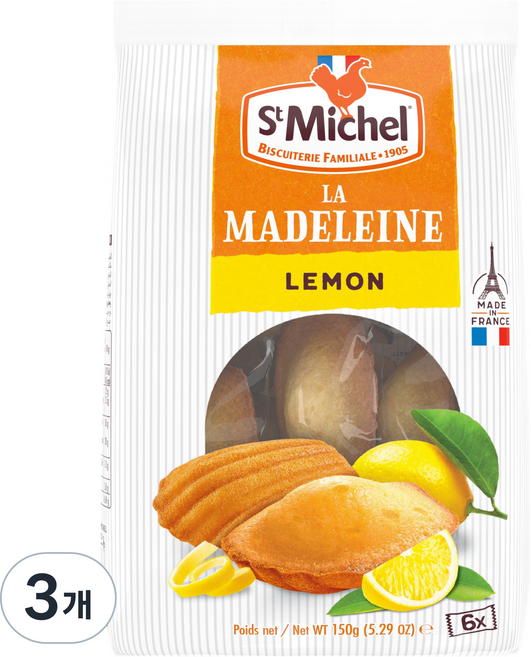 St Michel 檸檬瑪德蓮 6包入, 3袋, 150g