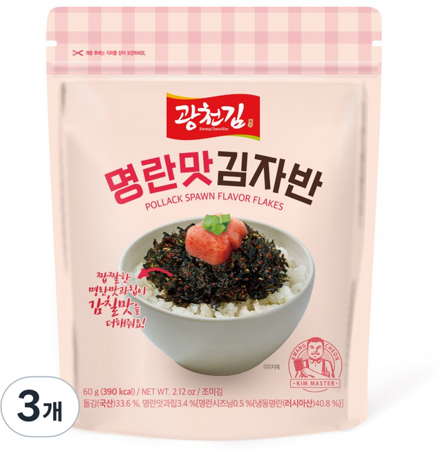 광천김 명란맛 김자반, 60g, 3개