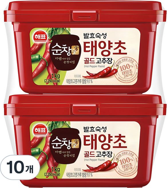 순창궁 태양초 골드 고추장, 1kg, 10개