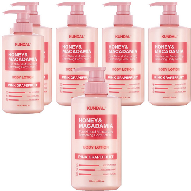 쿤달 퓨어바디로션 핑크자몽향, 500ml, 6개