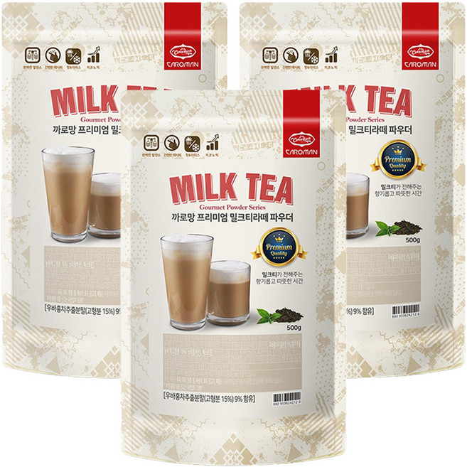 까로망 프리미엄 밀크티 파우더, 500g, 3개