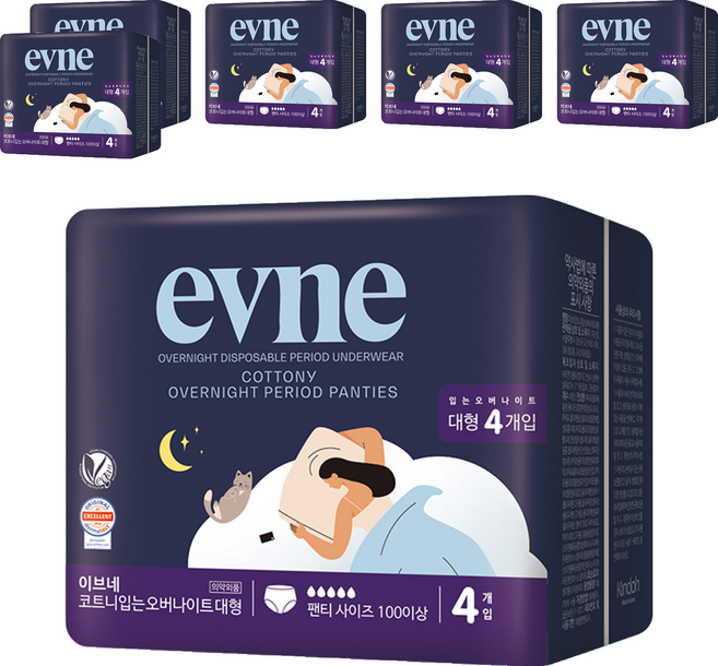 이브네 코트니 입는 오버나이트, 대형, 4개입, 6개