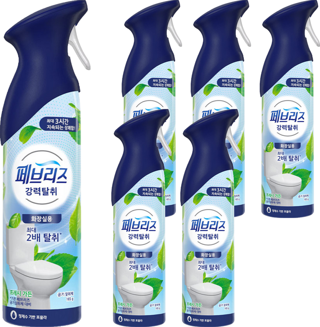 페브리즈 에어 화장실용 강력탈취 프레시 가든 본품, 165g, 6개