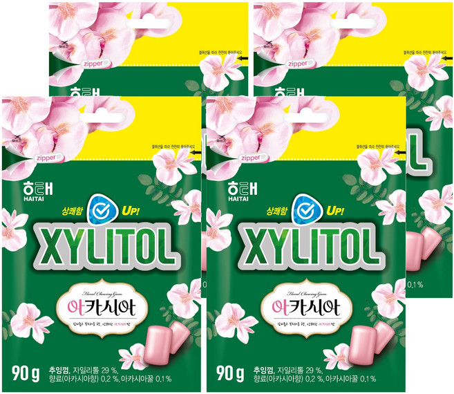 해태제과 자일리톨 아카시아 껌, 90g, 4개