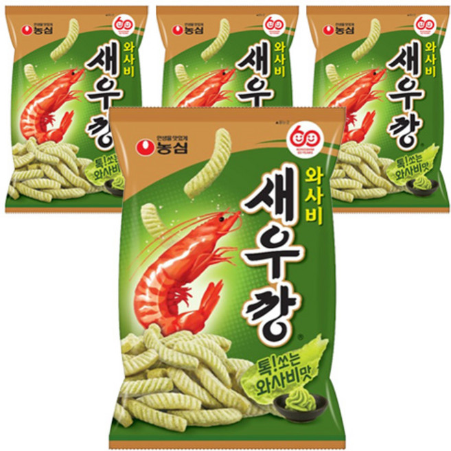 농심 와사비 새우깡, 70g, 4개