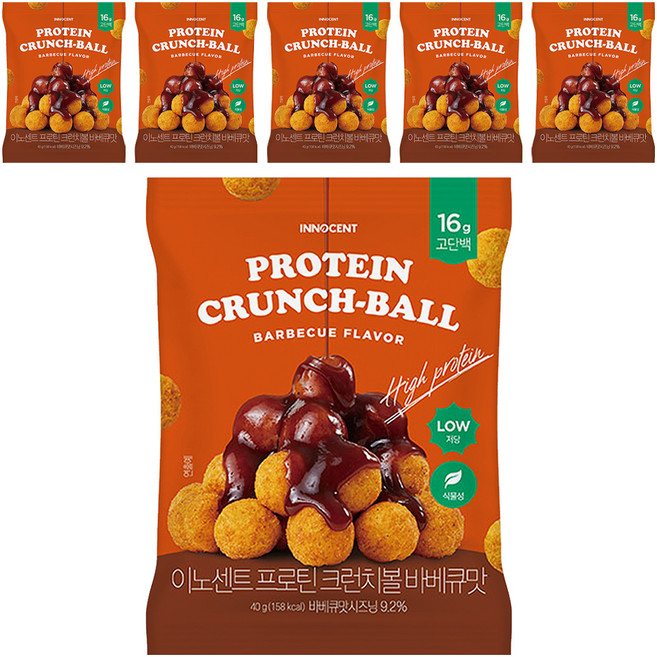 인테이크 이노센트 프로틴 크런치볼 바베큐맛, 6개, 40g