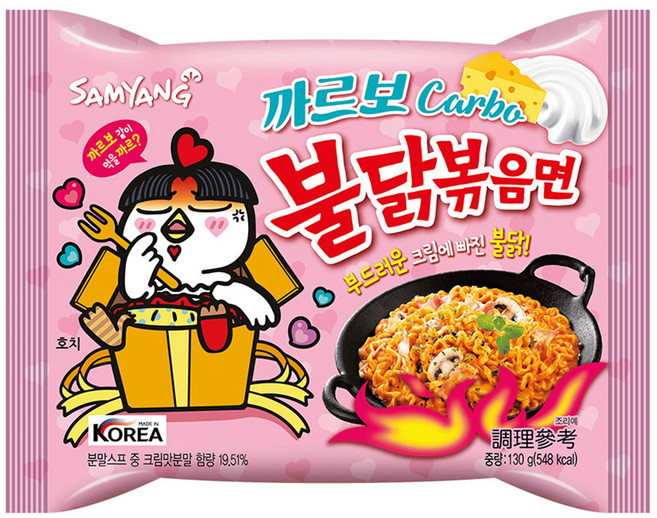 Buldak Ramen 火辣雞肉風味鐵板炒麵 奶油白醬風味 130g, 1包