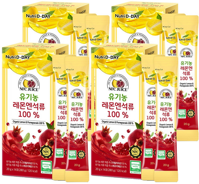 뉴트리디데이 유기농 레몬엔석류즙 100%, 280g, 4개