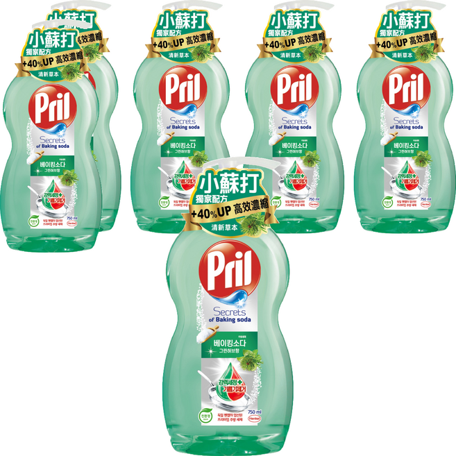 Pril 淨麗 小蘇打高效洗碗精 草本香, 750ml, 6瓶