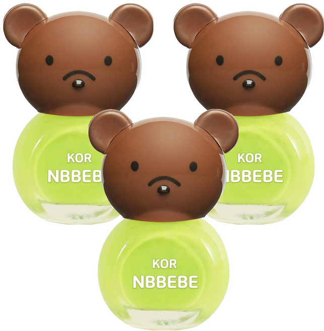 Nbbebe 兒童用指甲油, 有趣的綠色, 3個