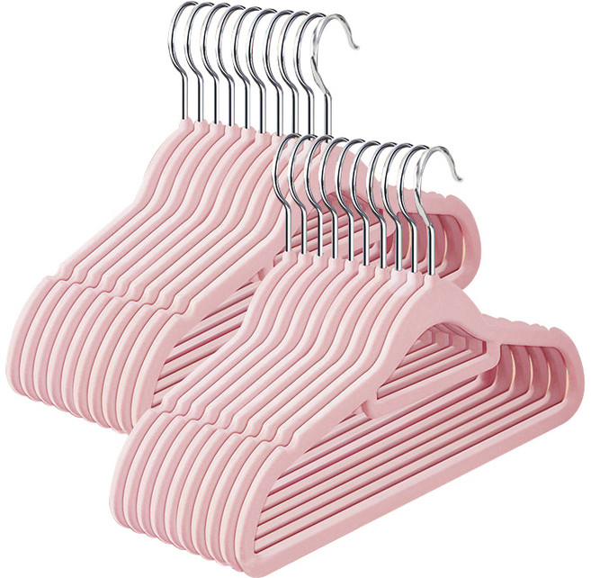 레이후르츠 벨벳 논슬립 옷걸이, 핑크, 20개
