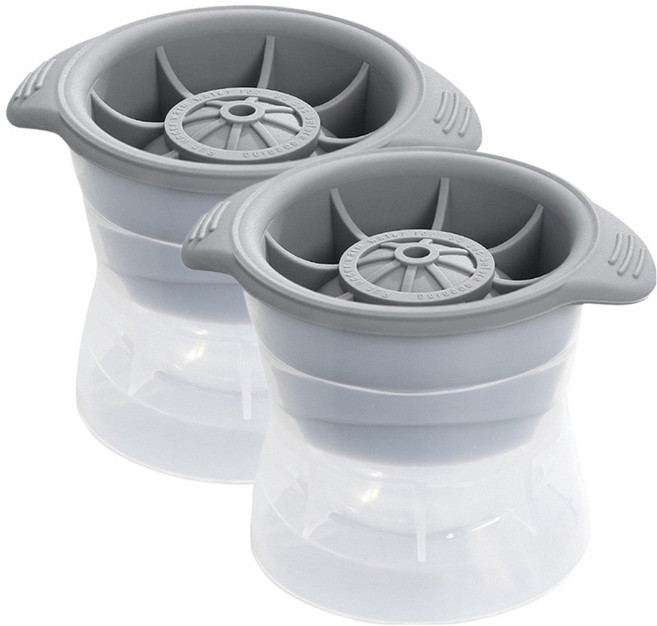 라사노 실리콘 아이스 볼 메이커 위스키 하이볼 원형 얼음틀, 그레이, 2개