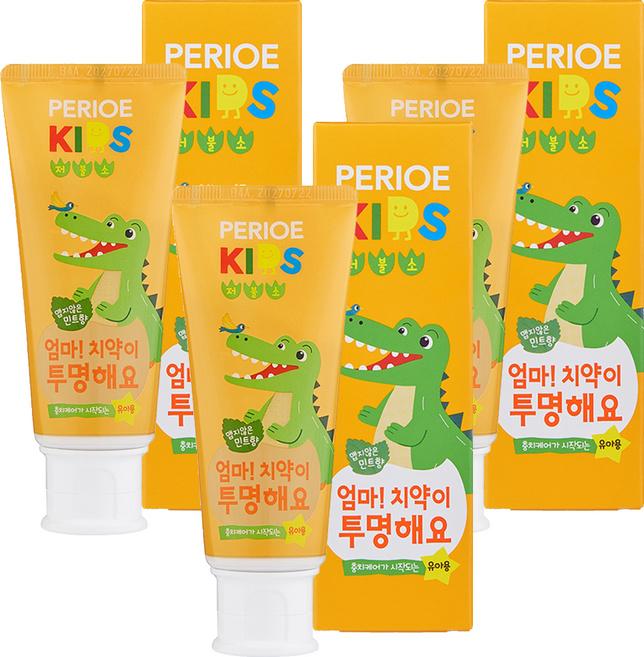 페리오 키즈 저불소 엄마 치약이 투명해요 스텝2 치약 민트향, 3개
