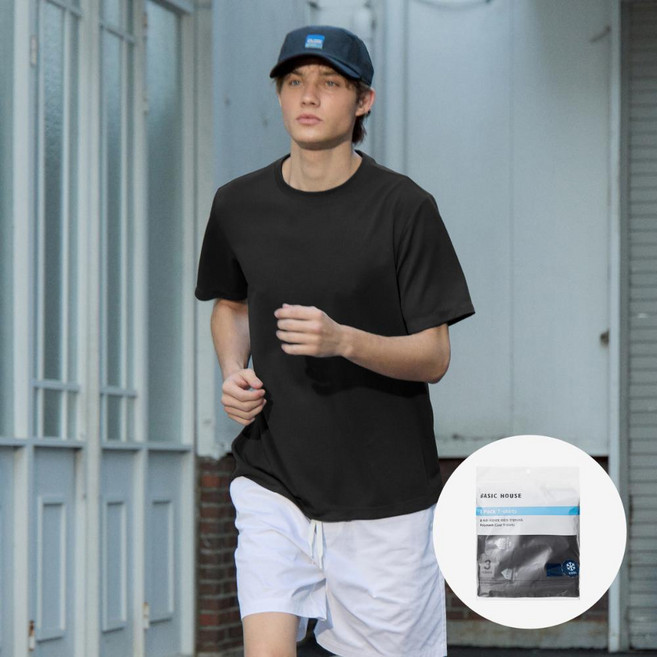 베이직하우스 남녀공용 쿨브리저블 에어메쉬 숏 슬리브 티셔츠 LATS0116 3장