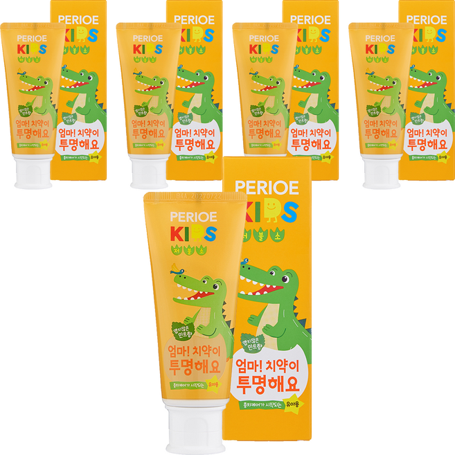 페리오 키즈 저불소 엄마 치약이 투명해요 치약 스텝2, 5개, 80g