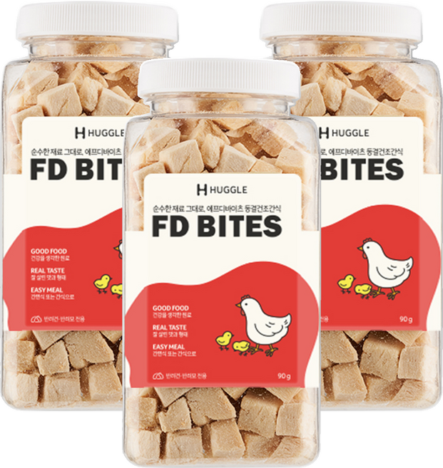 허글 반려동물 에프디바이츠 동결건조간식, 닭고기, 90g, 3개