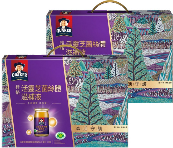 QUAKER 桂格 活靈芝菌絲體滋補液禮盒, 8瓶, 60ml, 2盒