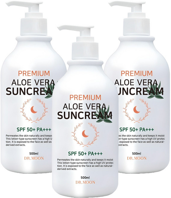 DRMOON 프리미엄 알로에베라 선크림 SPF50+ PA+++, 500ml, 3개