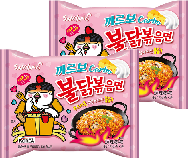 Buldak Ramen 火辣雞肉風味鐵板炒麵 奶油白醬風味 130g, 2包