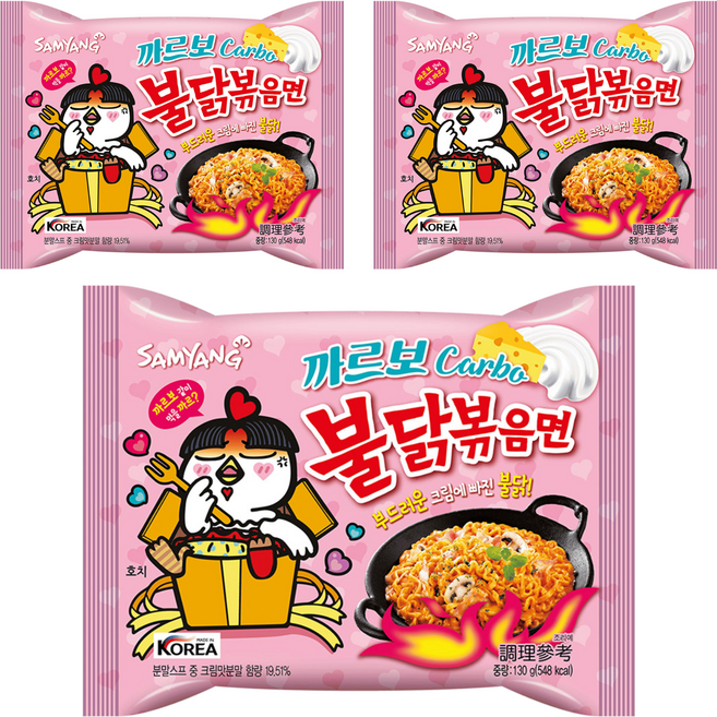 Buldak Ramen 火辣雞肉風味鐵板炒麵 奶油白醬風味 130g, 3包
