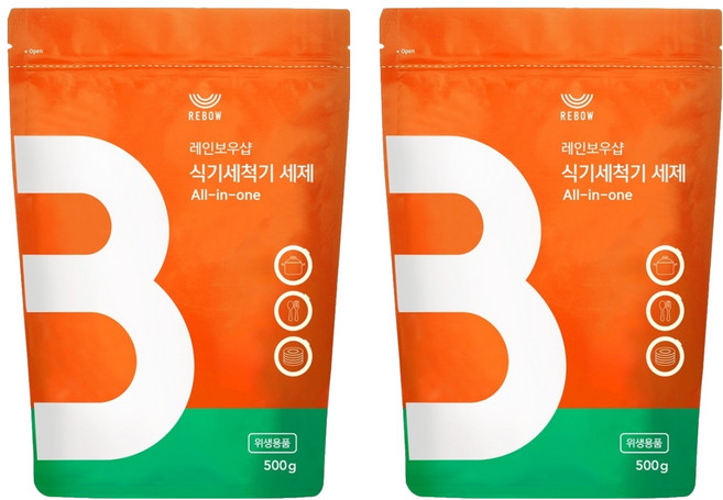 레인보우샵 올인원 식기세척기 세제 리필, 500g, 2개