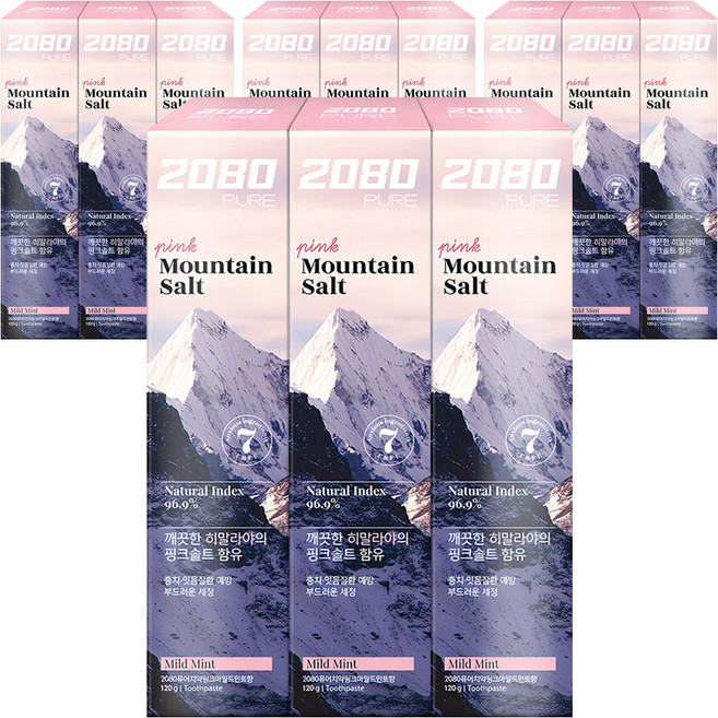 2080 퓨어 치약 핑크 마일드민트향, 120g, 12개