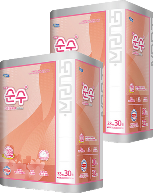 모나리자 천연펄프 3겹 더순수 피치블로썸 고급롤화장지, 33m, 30롤, 2개