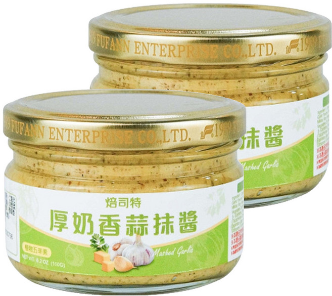 FUFANN 福汎 焙司特 厚奶香蒜抹醬, 160g, 2罐