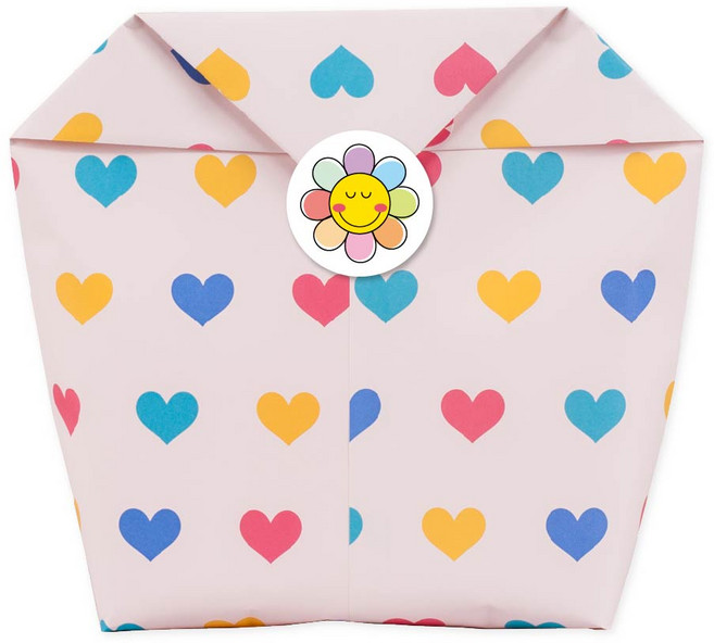 연두앵두 포장봉투 기프트백 하트 18p + 스티커 18p 세트, 혼합색상, 1세트