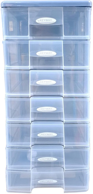 KEYWAY 聯府 秘書資料櫃 附輪 349 x 250 x 649mm, 7層, 藍色 + 透明色