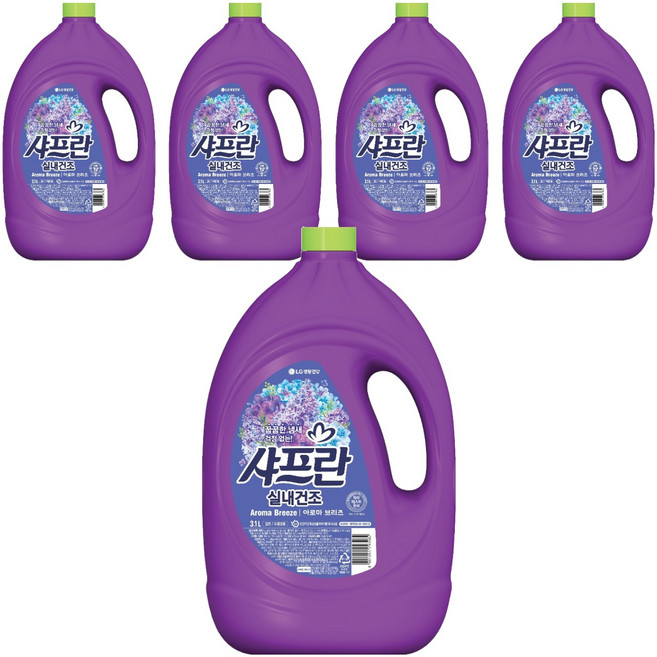 샤프란 실내건조 섬유유연제 아로마 브리즈 본품, 3.1L, 5개
