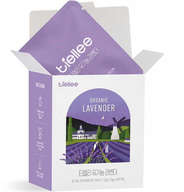 티엘리 유기농 라벤더 차 티백, 1.2g, 1개, 10개입