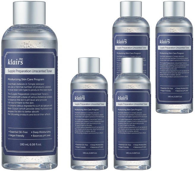 클레어스 서플 프레퍼레이션 언센티드 토너, 180ml, 5개 - 쿠팡