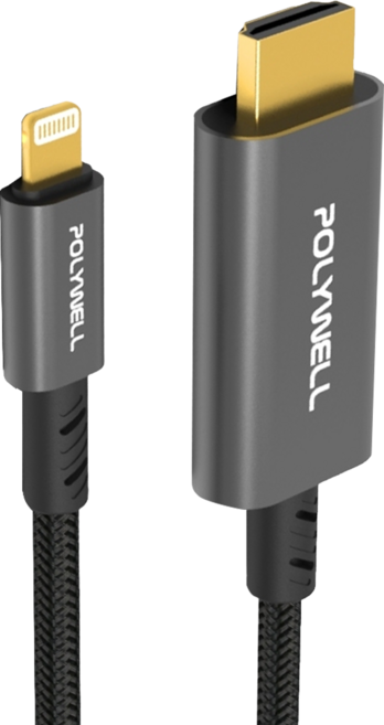 POLYWELL 寶利威爾 Lightning-HDMI 訊號轉換線 PW15-T02-A039, 2m, 黑色, 1條
