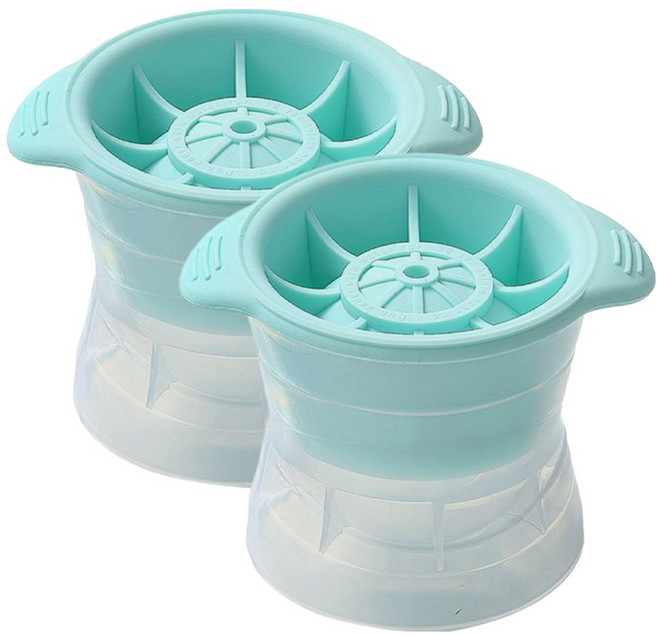 라사노 실리콘 아이스 볼 메이커 위스키 하이볼 원형 얼음틀, 민트, 2개