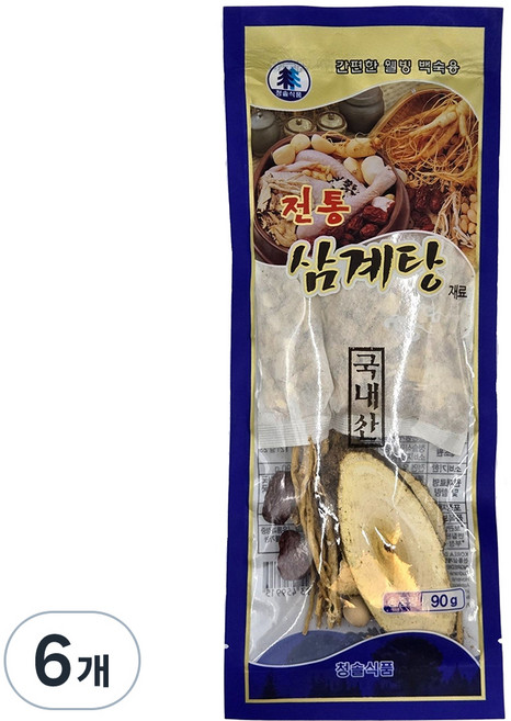 청솔식품 국산 100% 전통 백숙 삼계탕 육수 재료 원물 / 티백형, 90g, 6개