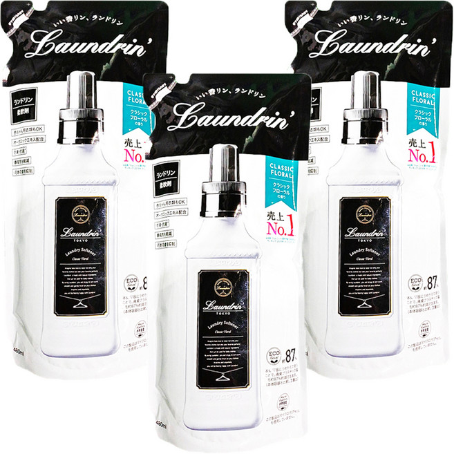 Laundrin' 朗德林 香水柔軟精補充包 經典花香, 480ml, 3包
