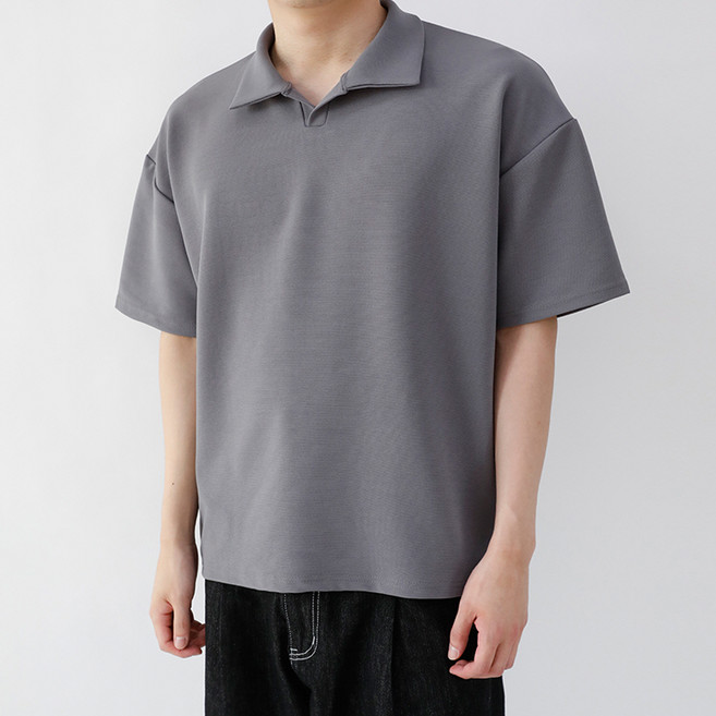 해리슨 남성용 링클프리 로이 오픈 반팔 카라티 SME1158