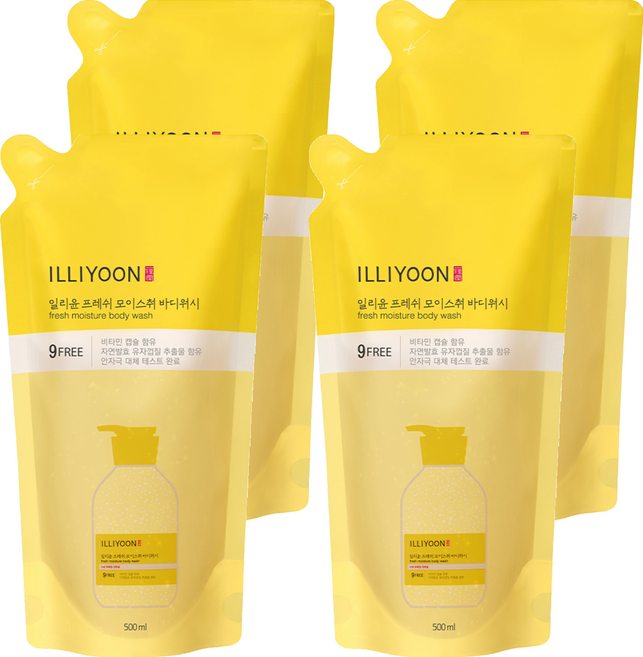 ILLIYOON 一理潤 清新保濕沐浴乳 補充包, 4個, 500ml