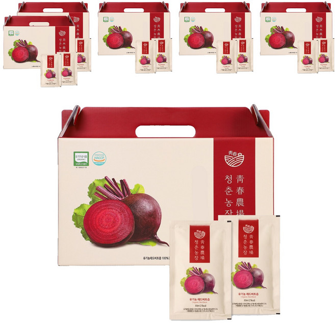 청춘농장 유기농 레드비트즙, 2.4L, 6개