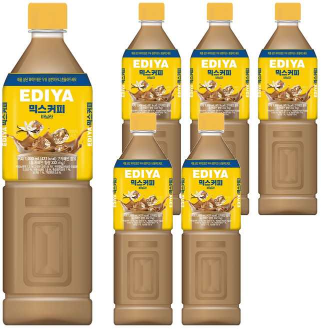 EDIYA COFFEE 混合咖啡 香草風味, 6瓶, 1L