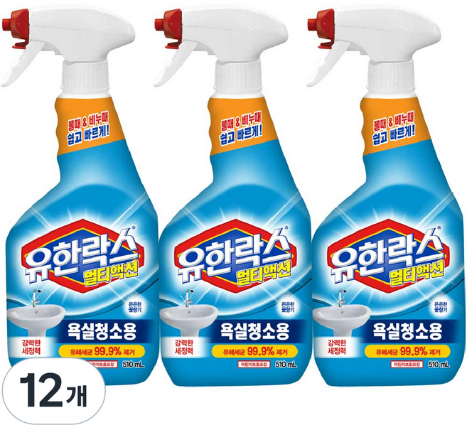 유한락스 멀티액션 욕실청소용 세정제, 510ml, 12개