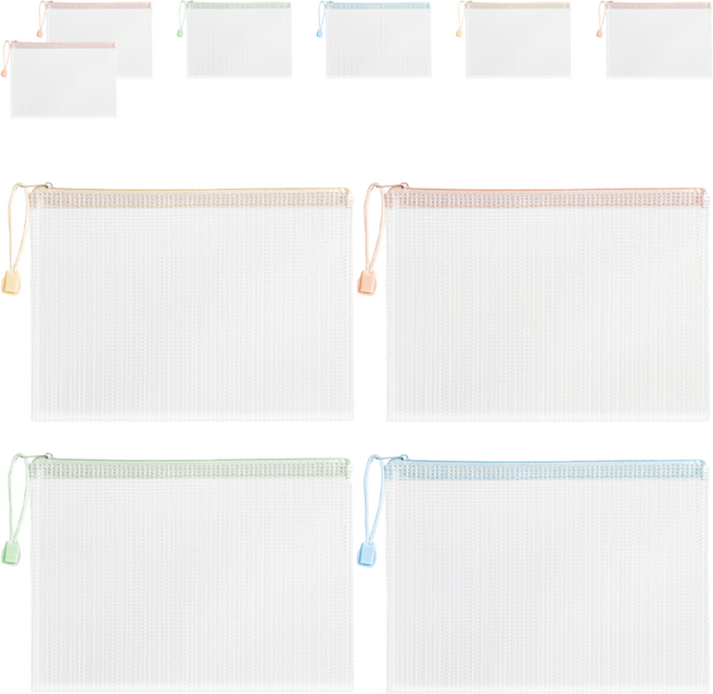 델리 파스텔 PVC 메시 지퍼백 A5, 랜덤 발송, 10개