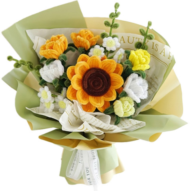 EUMES DIY毛根入學典禮畢業典禮花束製作套組, 向日葵, 1套