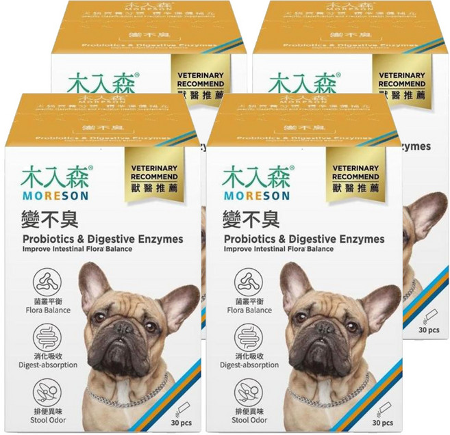 MORESON 木入森 犬寶變不臭 益生菌 30包, 60g, 4盒